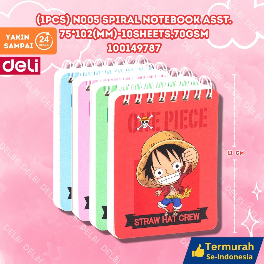

(1PC) DELI Spiral Notebook 100sheets, NOTES KECIL edisi ONE PIECE