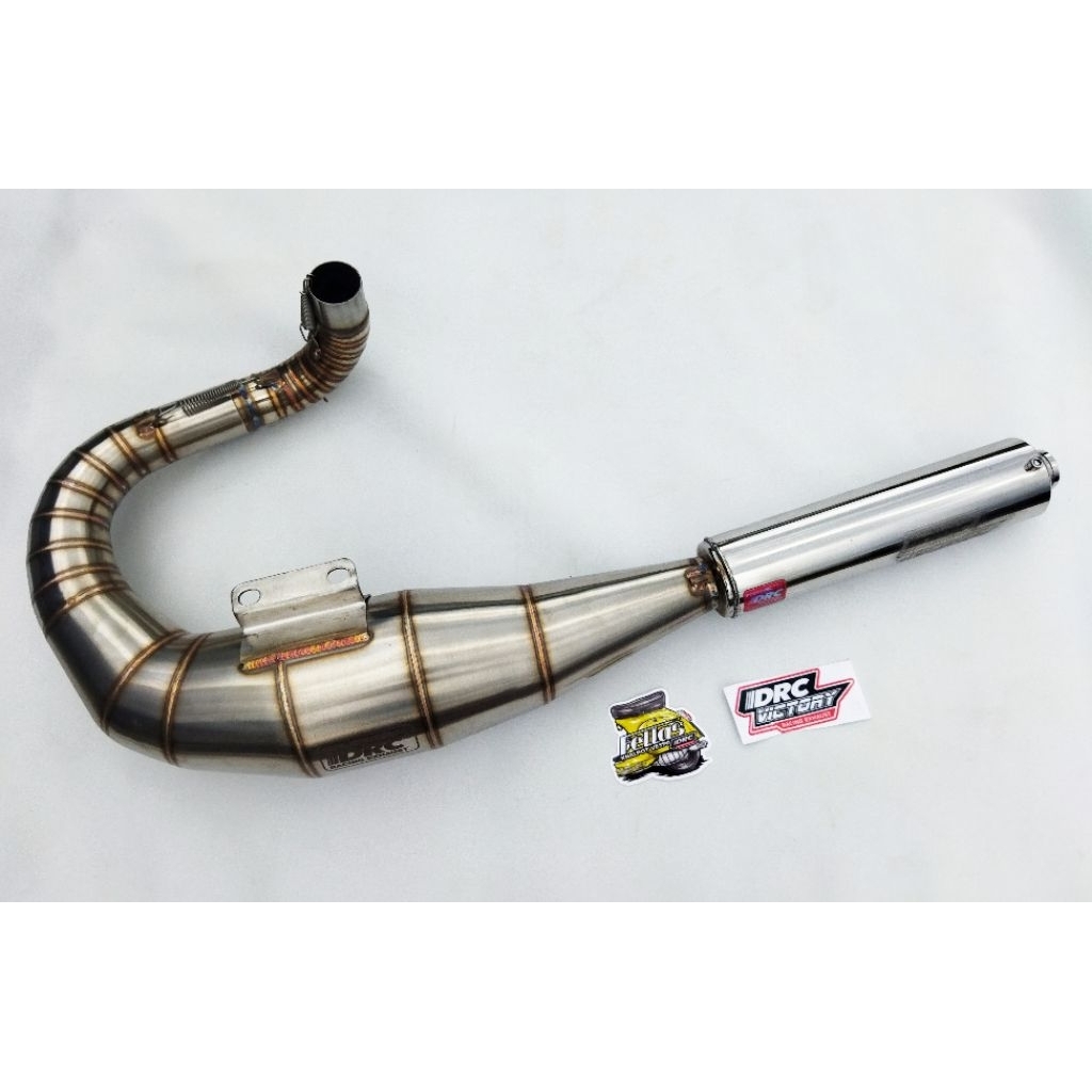 knalpot vespa buang kiri khusus full stainless DRC Victory