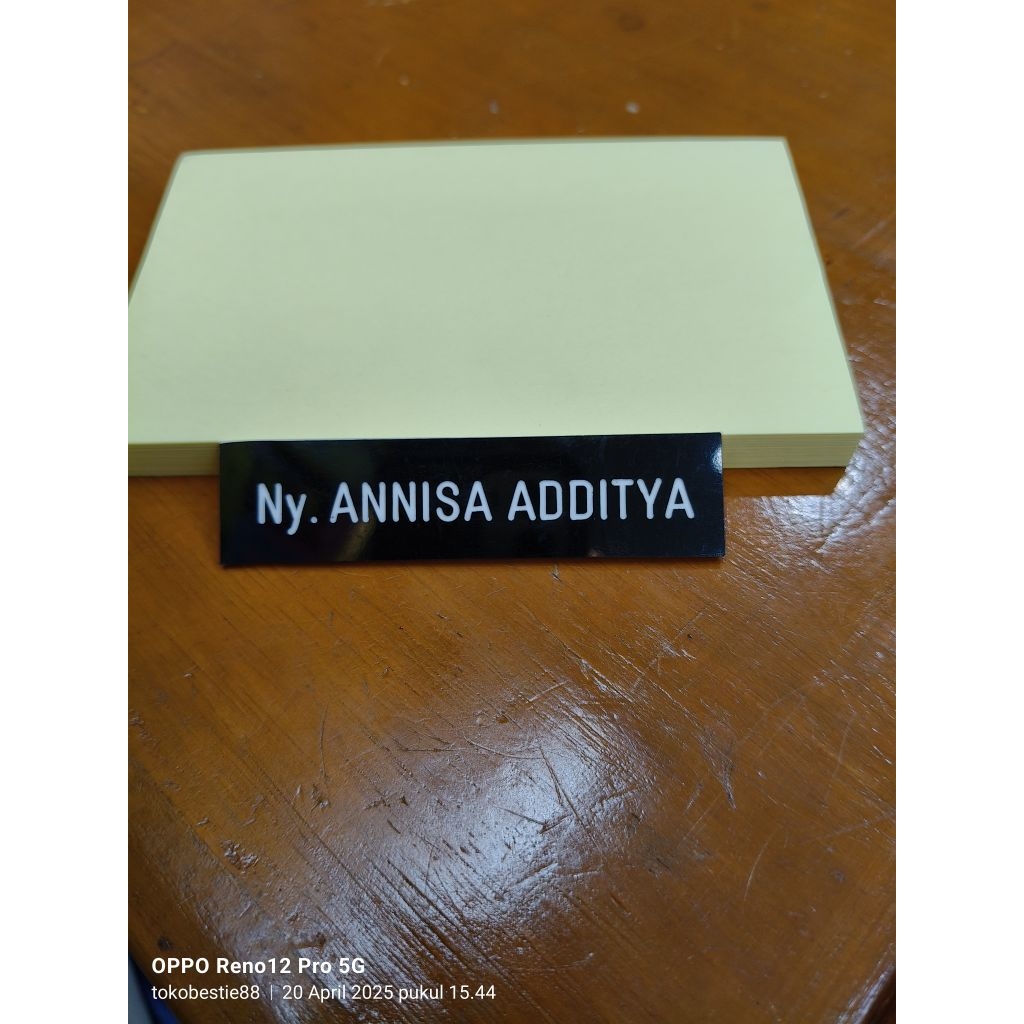 

nama dada/papan nama/nametag ukir hitam doft akrilik