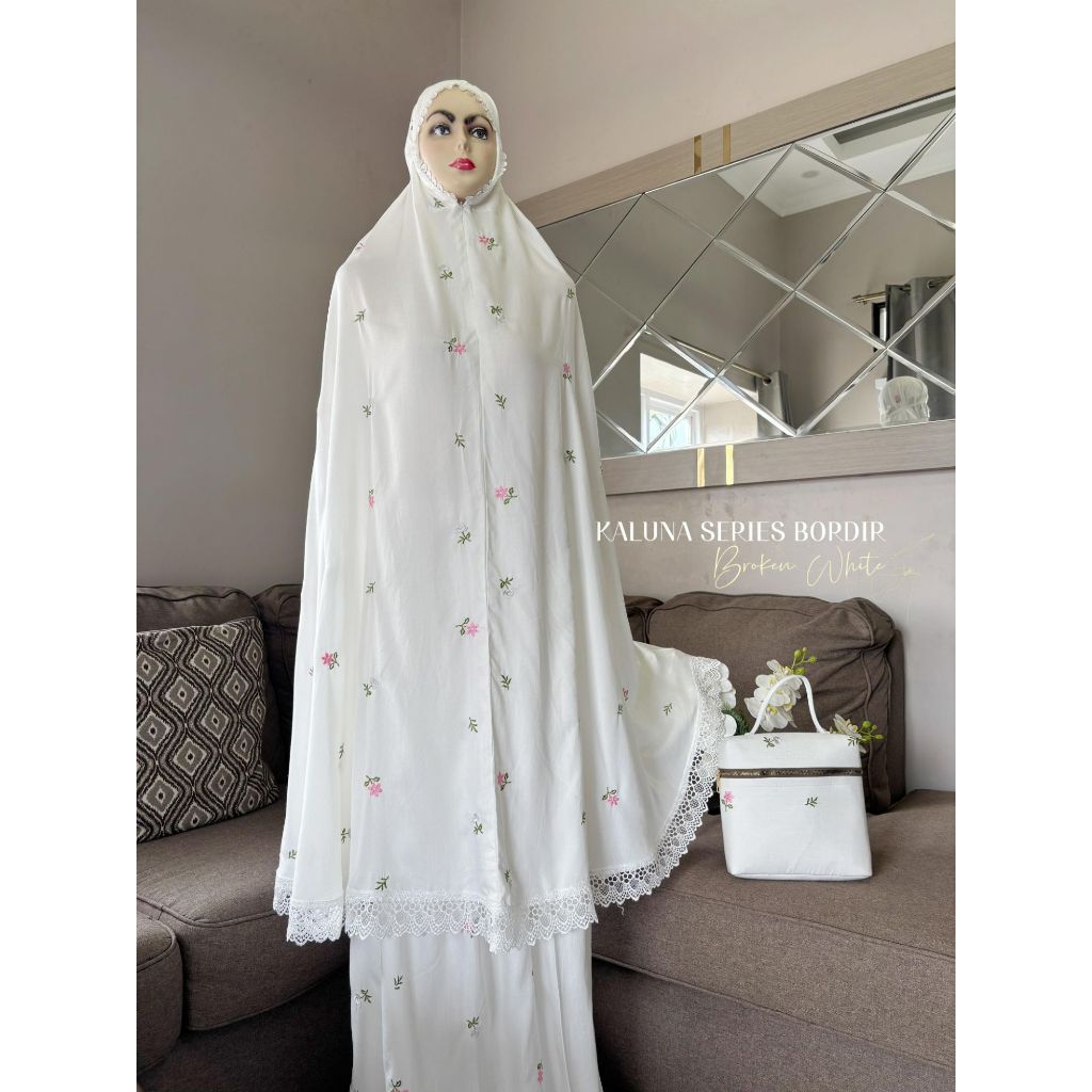 Mukena Dewasa Rayon Premium 2in1 Bordir Bunga Cantik Renda Senada Mukenah Terbaru Bunga Timbul Kalun