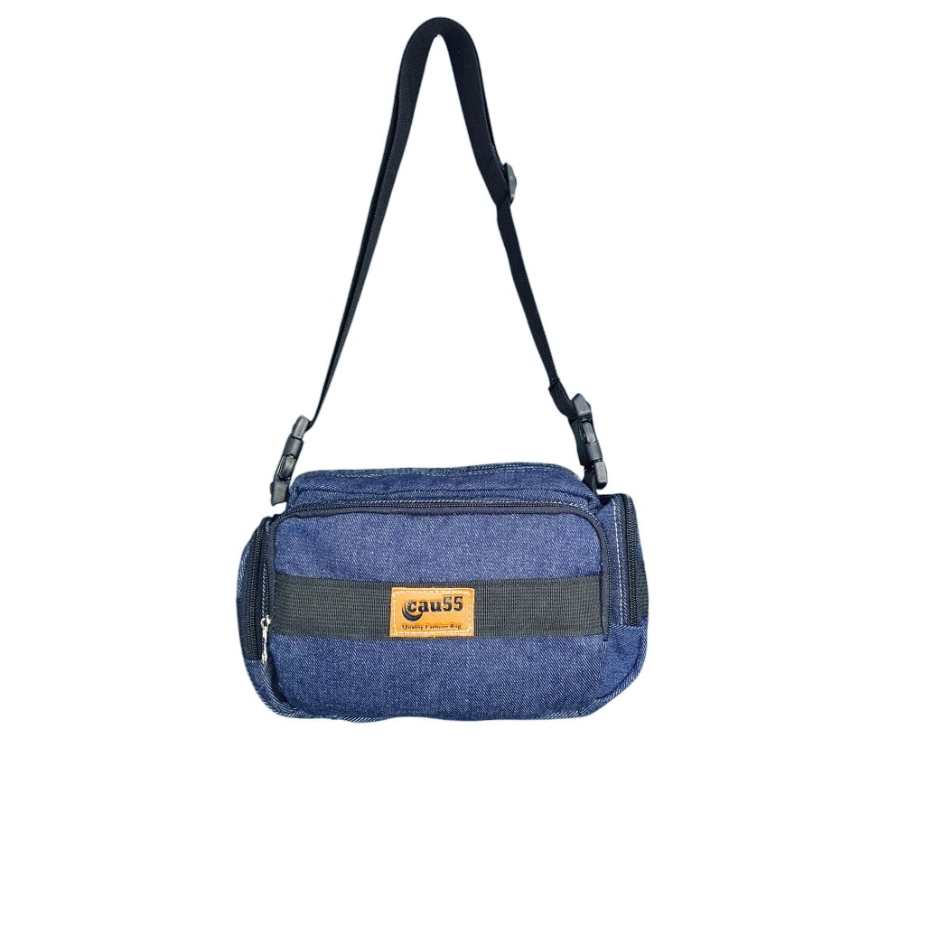tas selempang pria wanita jeans denim blue slingbag