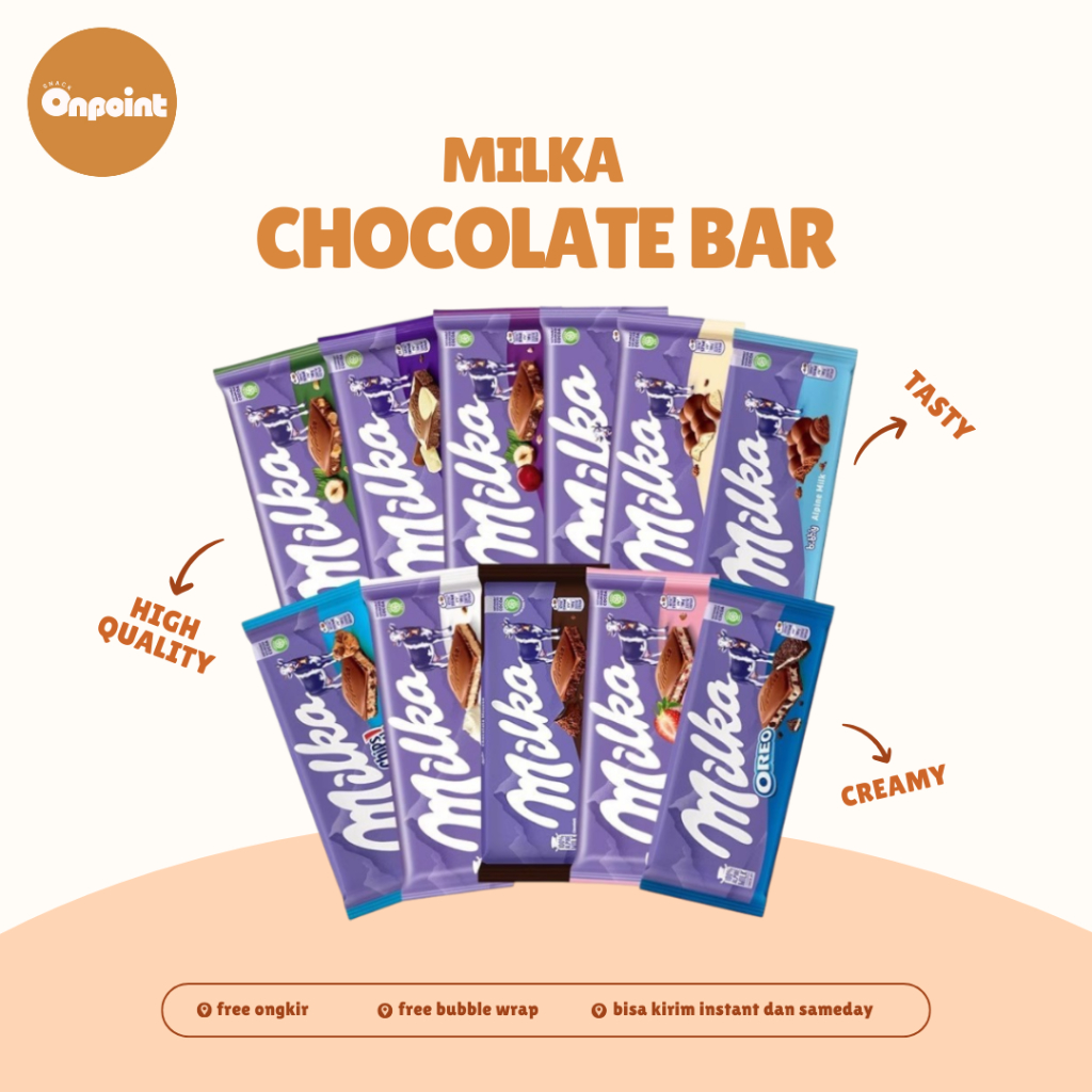 

Milka Chocolate Bar 100gr | Cokelat Bar Milka Varian Rasa