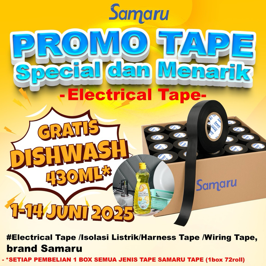 

ELECTRICAL TAPE/ISOLASI LISTRIK/LAKBAN LISTRIK SAMARU 1 SLOP