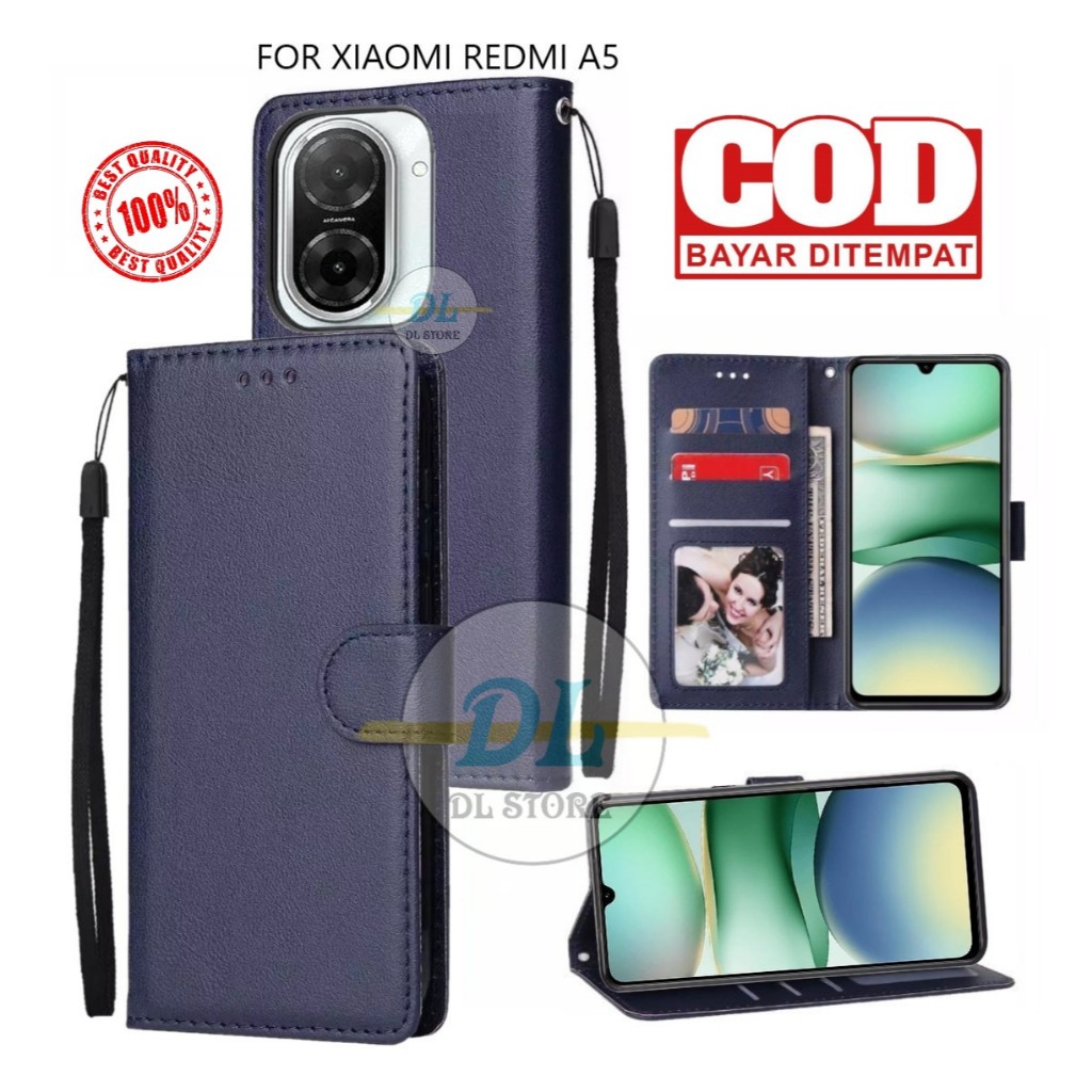 Case Hp Xiaomi Redmi A5 Kualitas Premium Leather Case Flip Wallet - Dompet Hp