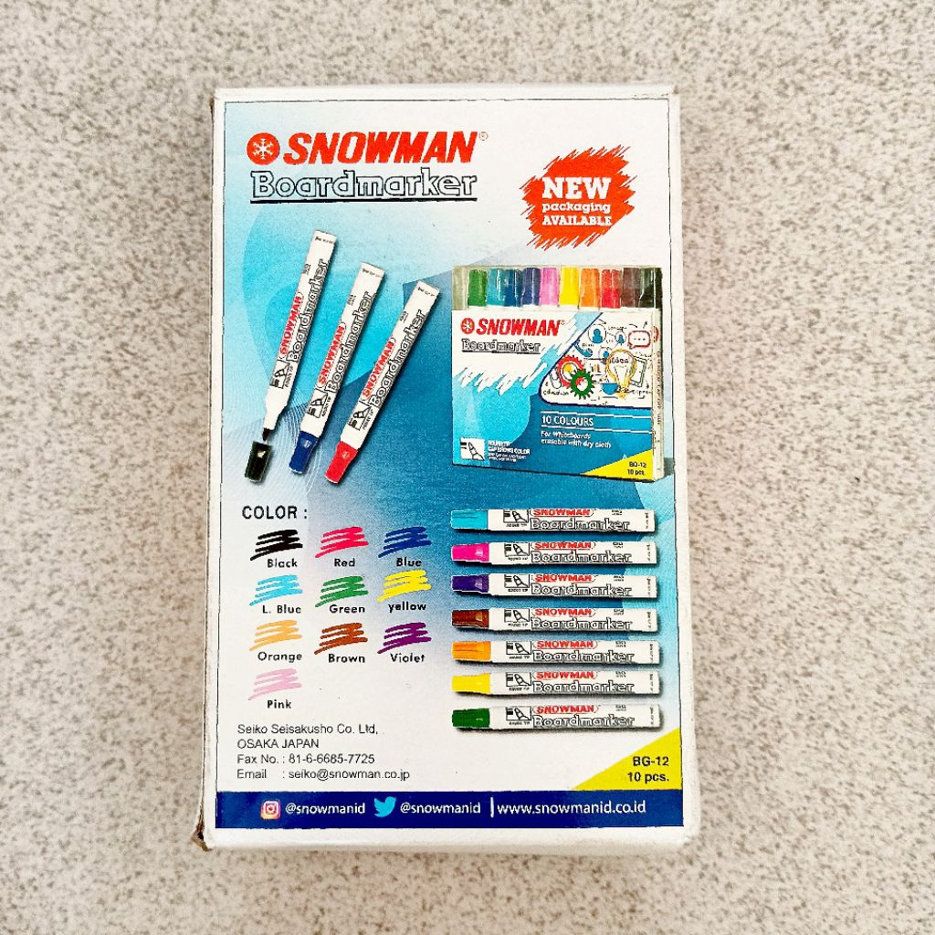 

Spidol SNOWMAN White Board Marker Hitam Biru Merah
