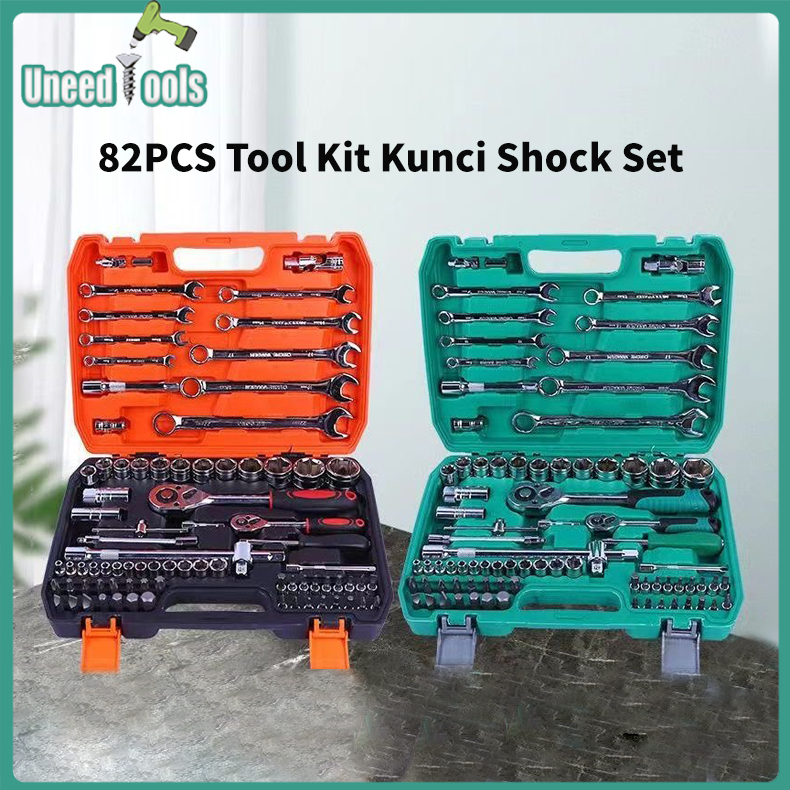 82PCS Tool Kit Kunci Shock Set Diamond Kunci Shock Set Alat kunci pas soket Set Kotak Alat Kunci Pas