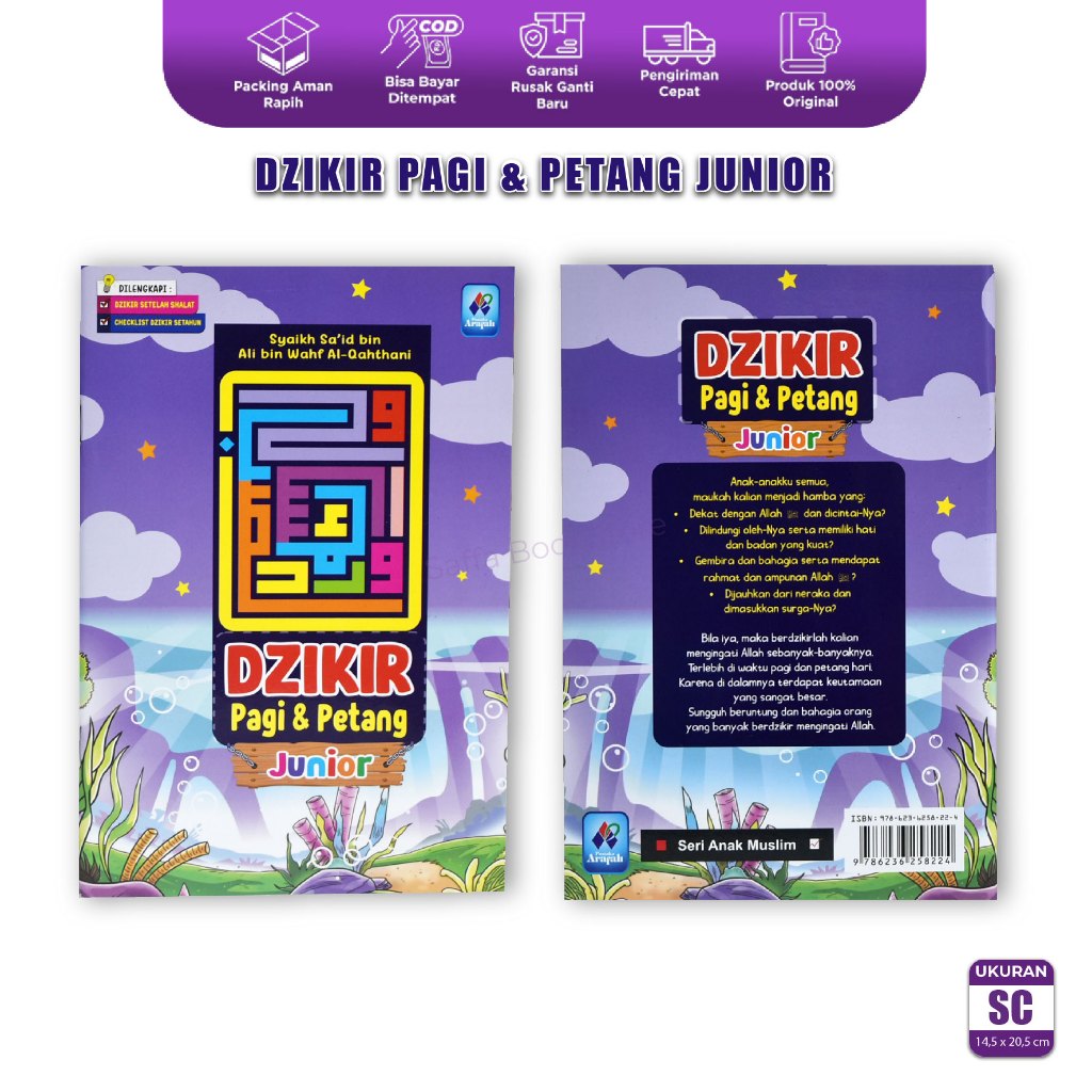 Buku Dzikir Pagi Petang Latin Anak Junior A5 Sesuai Sunnah Souvenir Al Ma Tsurat Doa Dan Hasan Bana 