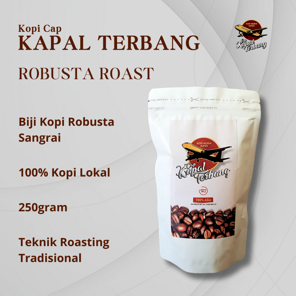 

Biji Kopi Robusta Sangrai 250gr – Kapal Terbang | Aroma Kuat, Asli Jawa Timur