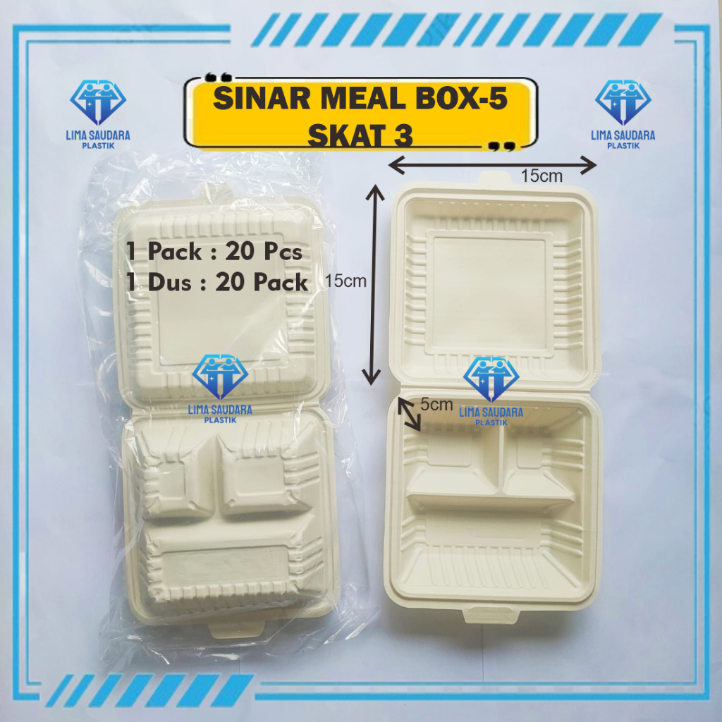 LSP MEAL BOX SEKAT 3 ISI 20PCS 15 CM UKURAN SEDANG MEDIUM KOTAK LUNCH BOX SKAT KOREAN CAKE BENTO WAD