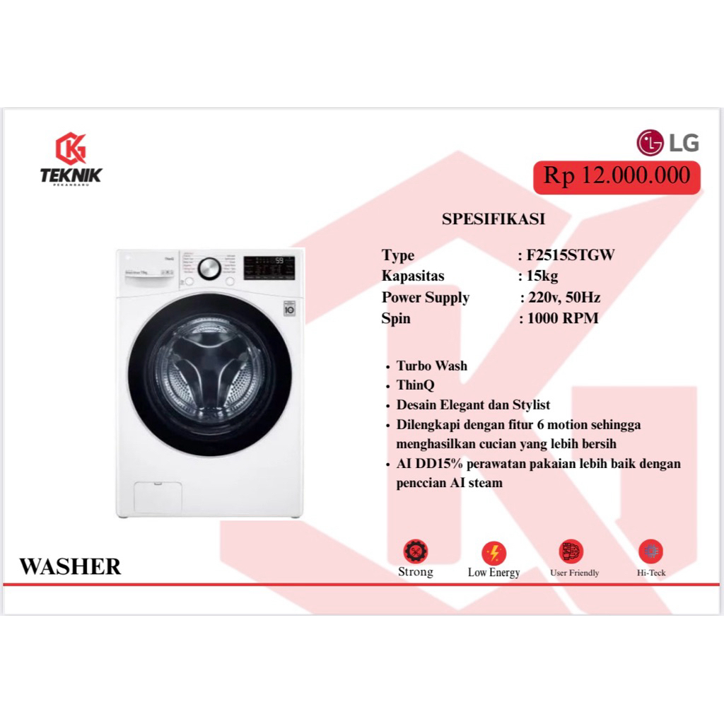 Mesin Cuci LG 15kg - Washer LG 12lg - Mesin Cuci Laundry