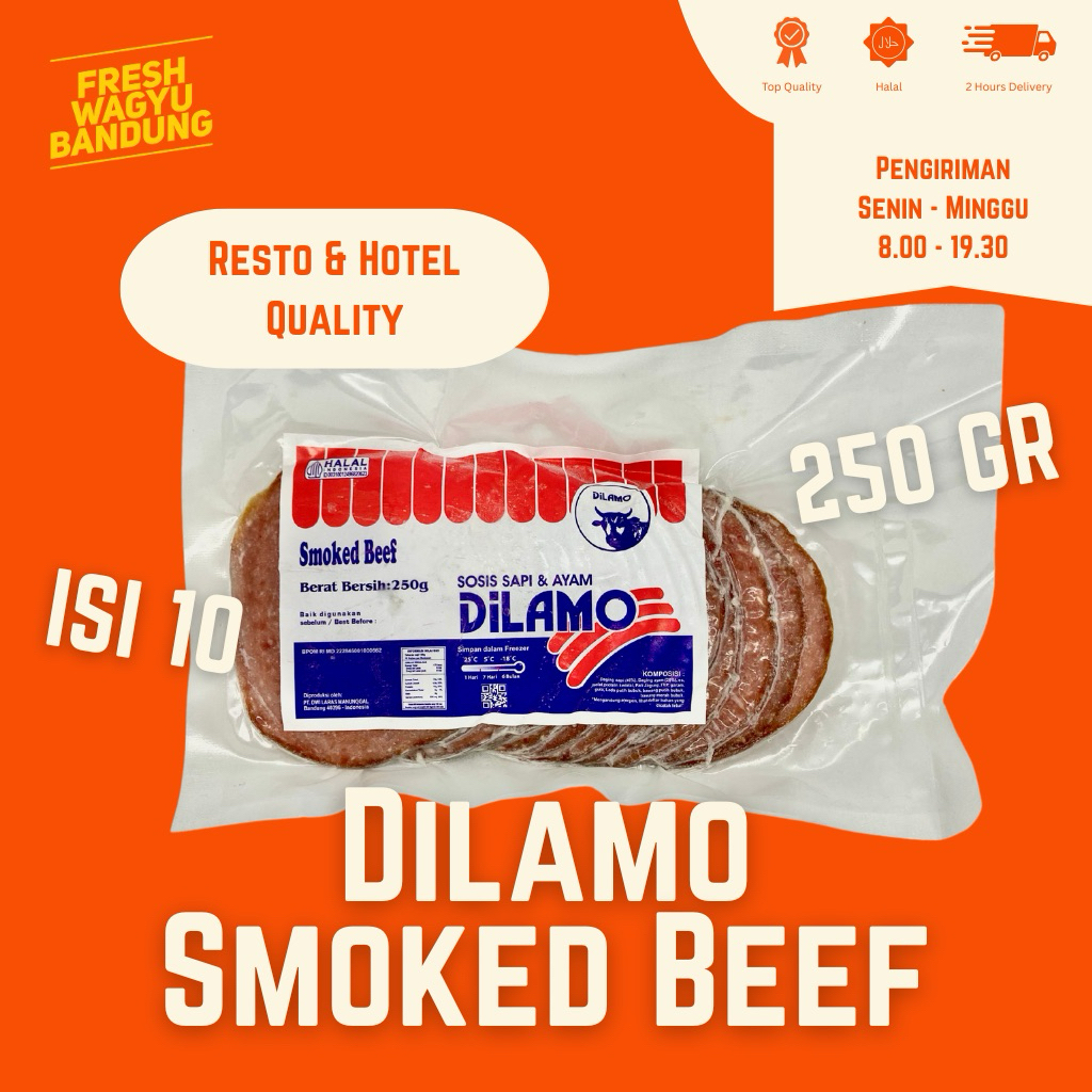 

DILAMO SMOKED BEEF DAGING ASAP SAPI SOSIS HALAL PREMIUM 250g