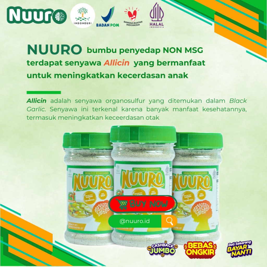 

NUURO – Bumbu Penyedap Alami NON MSG | Aman untuk Anak & Ibu Hamil | Superfood + Probiotik
