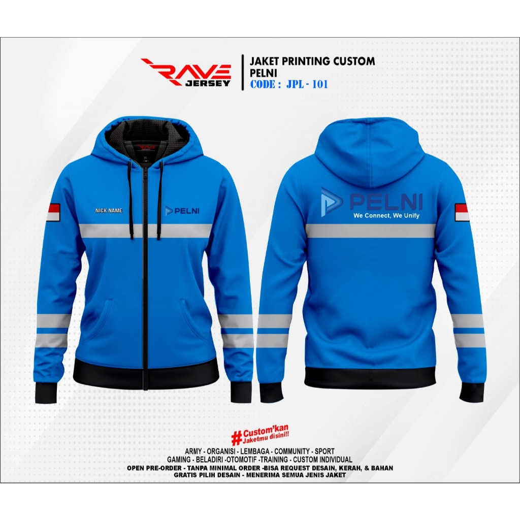 JAKET PT PELNI PELAYARAN NASIONAL INDONESIA FULL PRINTING SUBLIM CUSTOM (DESAIN SUKA SUKA)