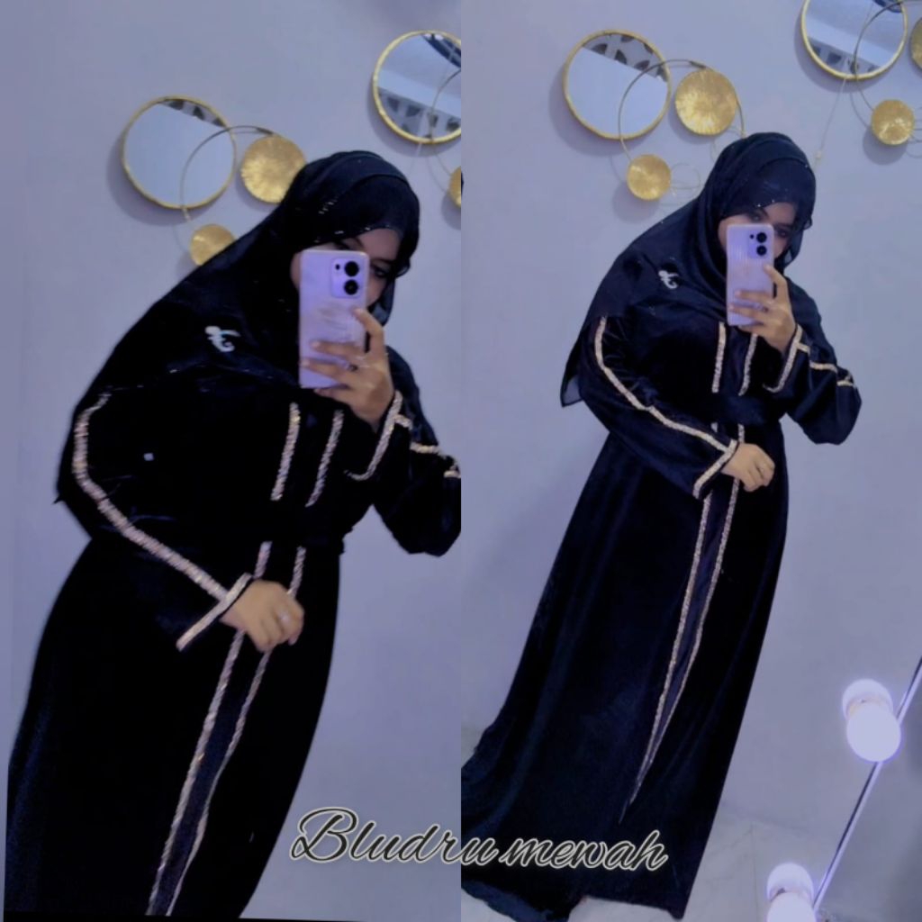 abaya gamis hitam mewah abaya bludru banin gamis abaya super cantik fashion muslim Turkey gamis