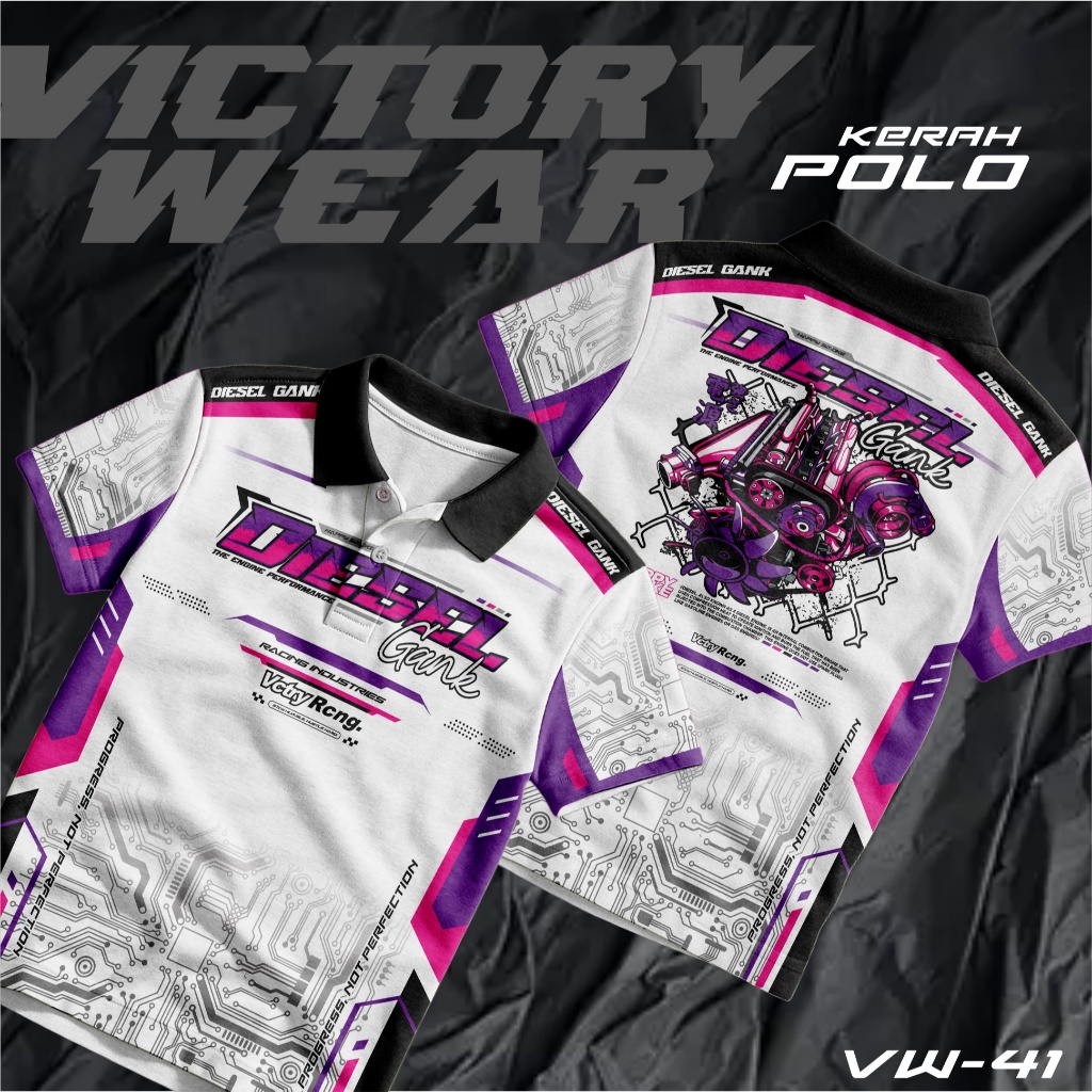 JERSEY KAOS RACING CUSTOM DIESEL GANK POLO KERAH KANCING V-NECK, KAOS SATUAN, BAHAN FULLPRINT VW41