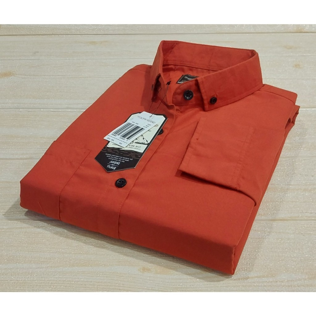 Kemeja polos Jumbo M L XL Formal Casual Lengan Panjang Distro Bandung Warna Merah Bata Edu Store