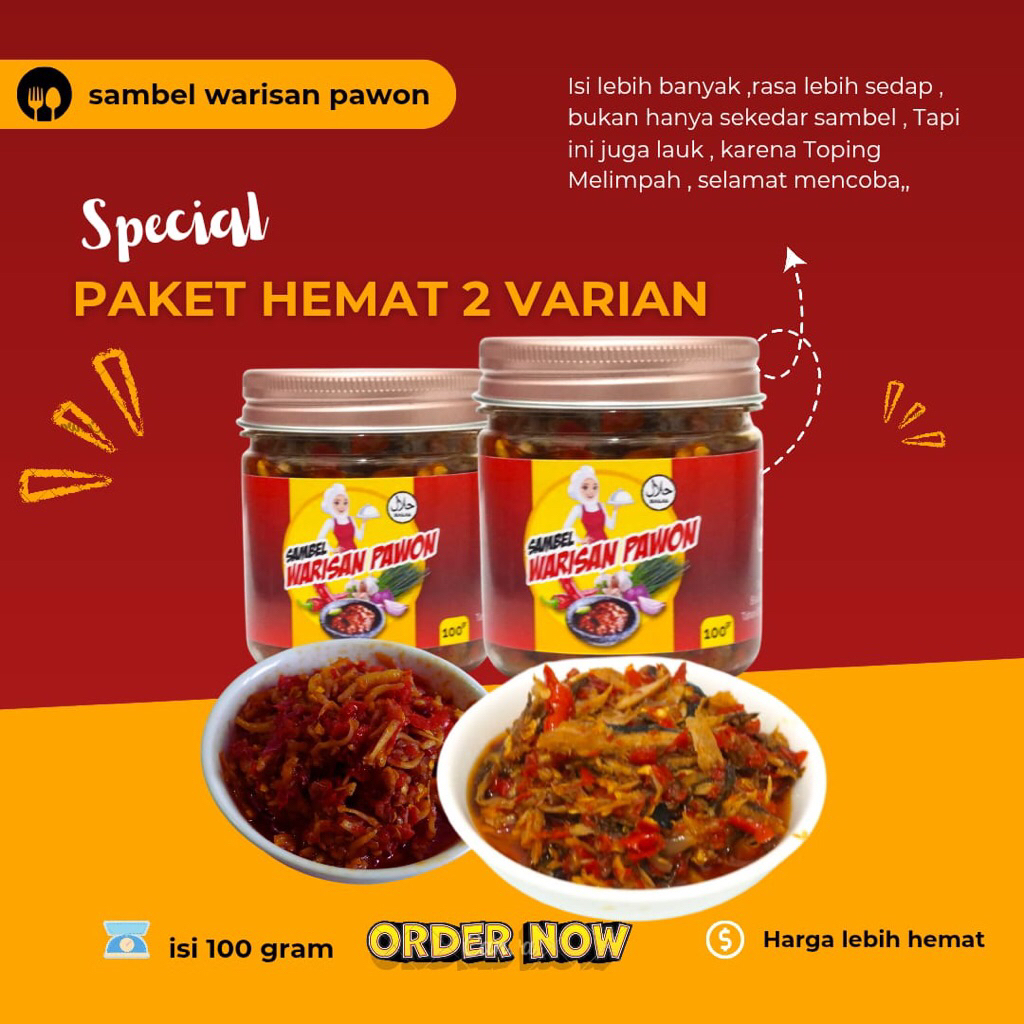 

Sambal Warisan Pawon-paket Hemat 2 Sambal Cakalang Teri Medan Varian 100 gram