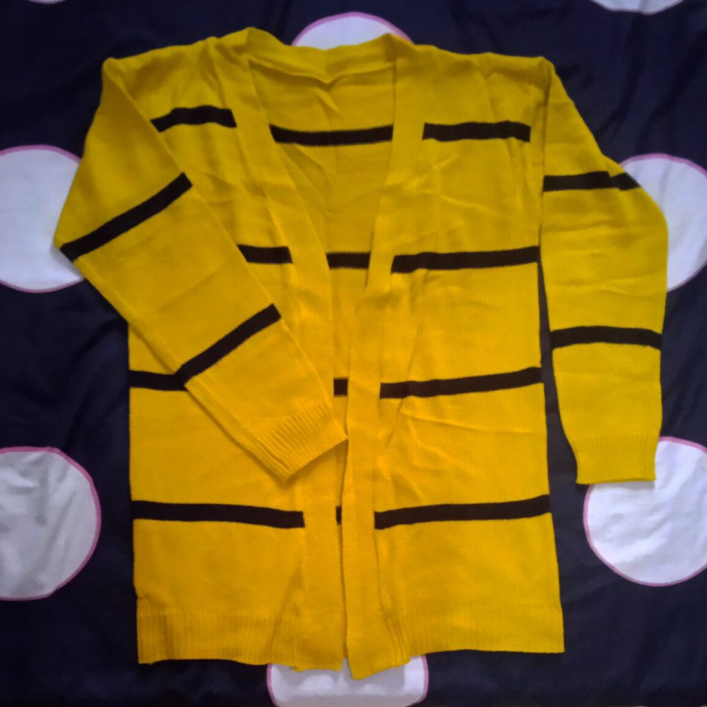 outer cardigan rajut kuning kunyit
