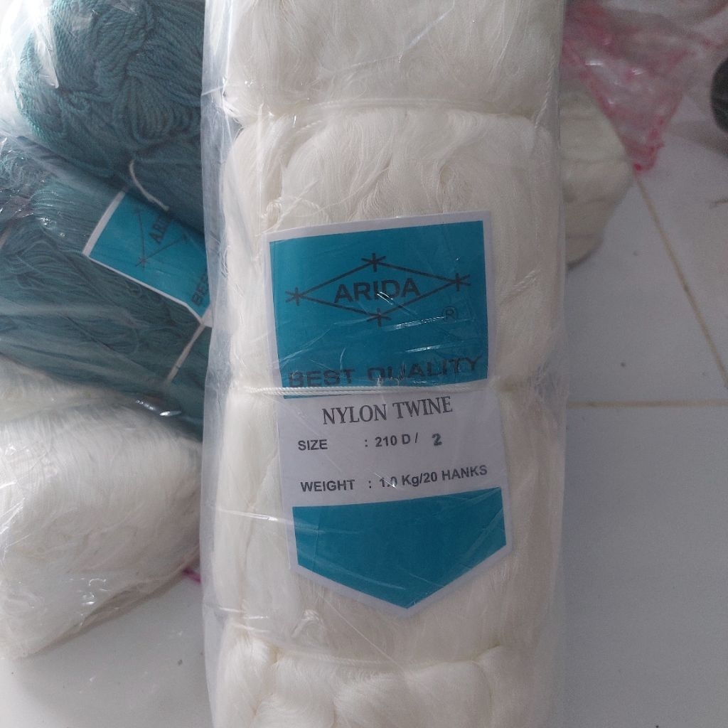 (1 pack) benang nylon ARIDA D2 warna putih