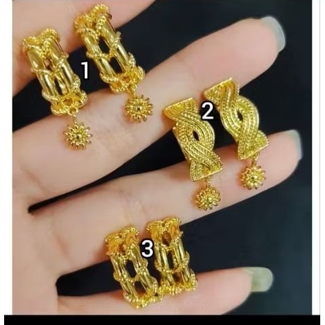 xuping88 anting jepit Toba lapis emas 24k gold motif kendari anti hitam berkualitas