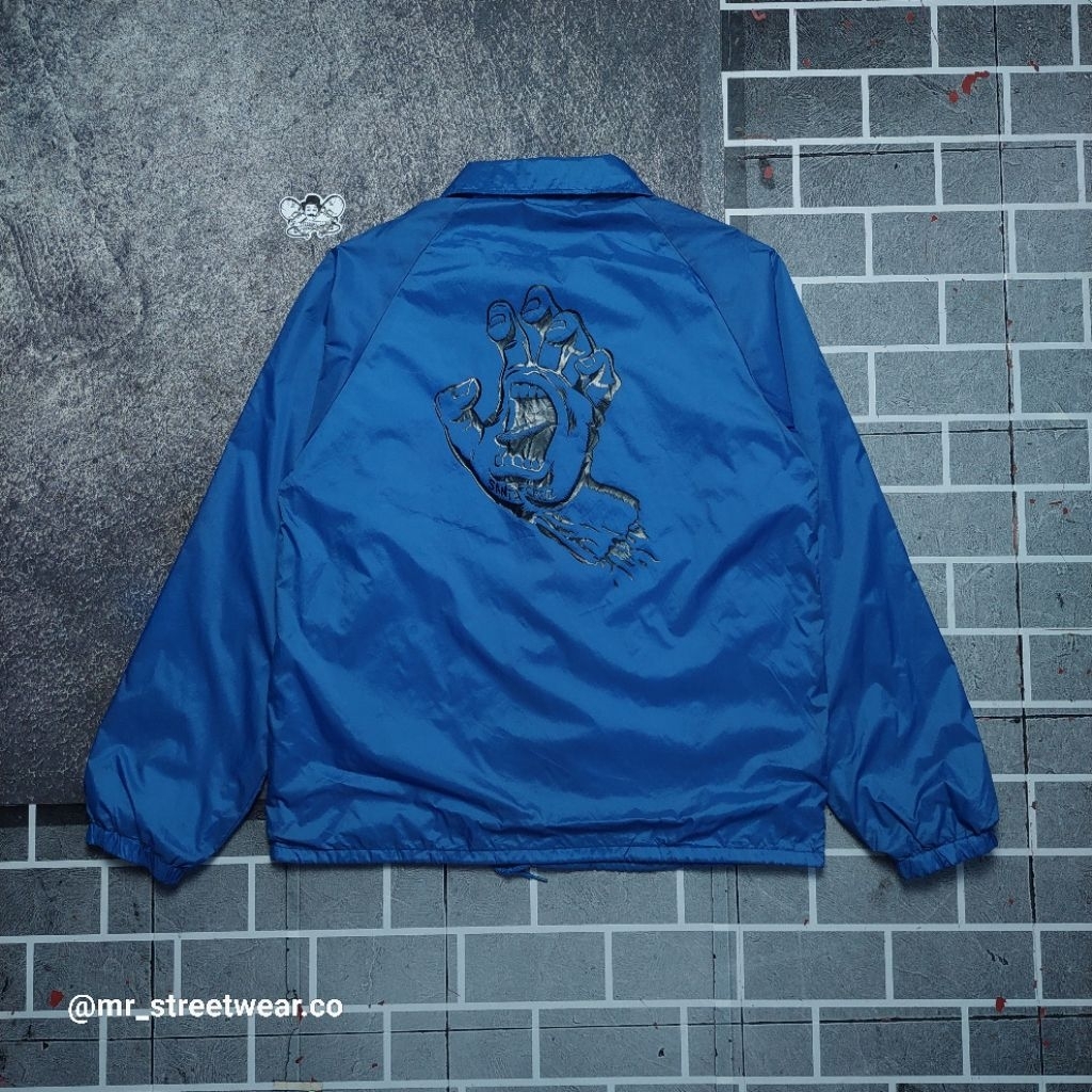 coach jacket santa cruz black on blue rare item original