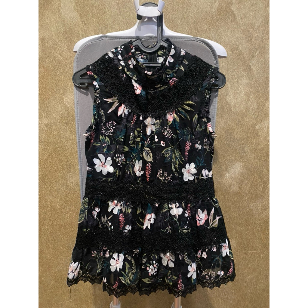 DRESS NWT KATE SPADE FLORA BOTANICAL CHIFFON LACE PEPLUM TOP
