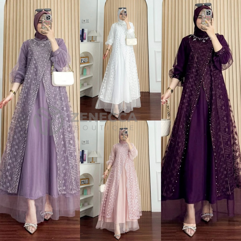 ZENECCA - KINARI DRESS PESTA KONDANGAN TILLE MIX BRUKAT MEWAH KEKINIAN / DRESS PESTA BRIDESMAID WANI