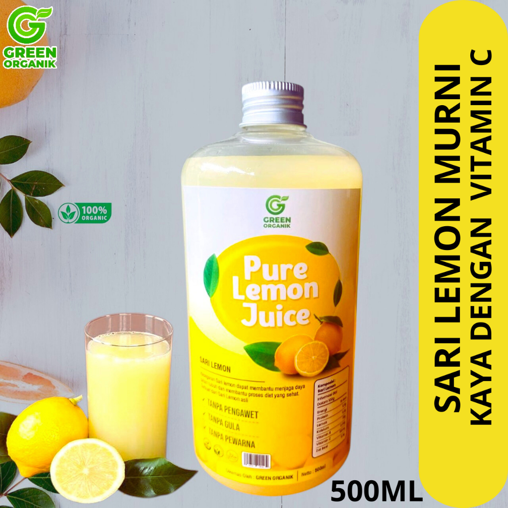 

GREEN ORGANIK / Sari Lemon Murni / Asli Dari Perasan Buah Lemon 500ML