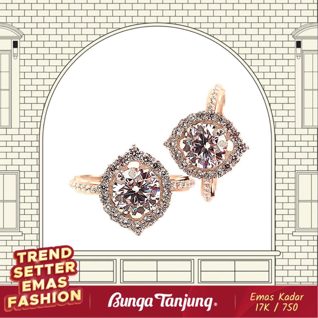 CINCIN TUNANGAN SOLITAIRE H - EMAS 17K - BUNGA TANJUNG GOLD