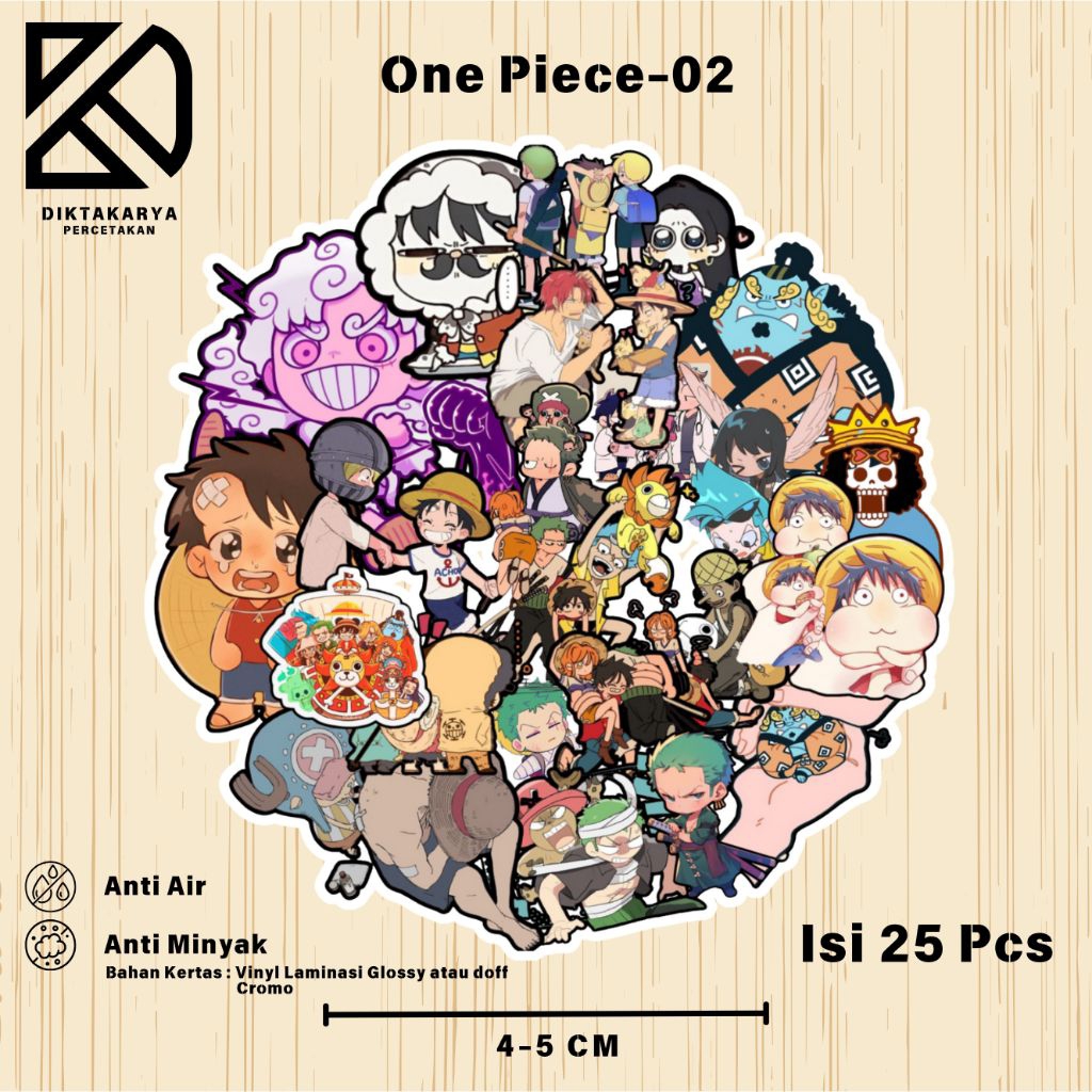 

Stiker Anime One Piece-02 Paper Vinyl, Cromo Dekorasi Laptop, Koper, Tumbler DIY