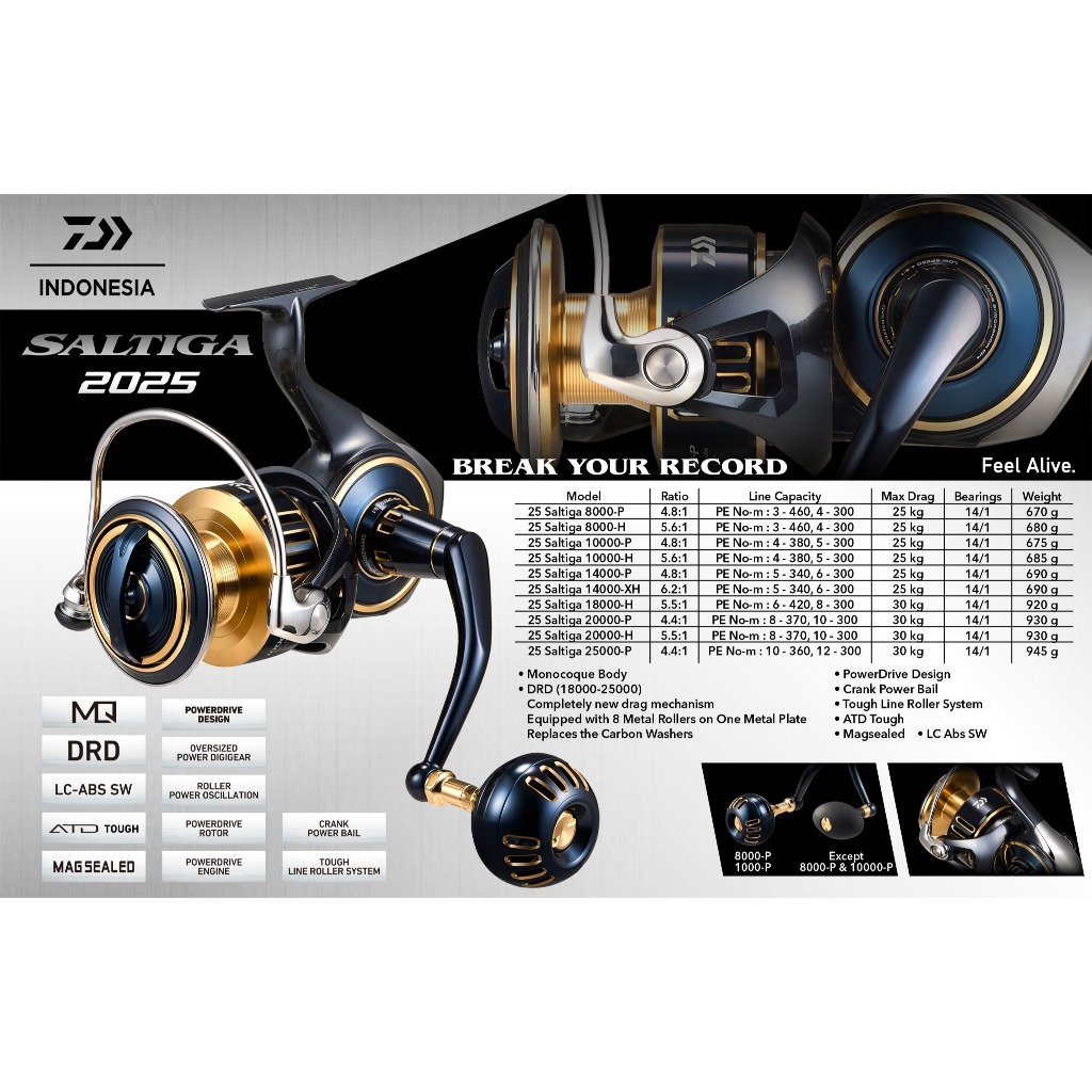 REEL DAIWA SALTIGA 2025 GLOBAL 8000P/8000H/10000P/14000XH - ORIGINAL