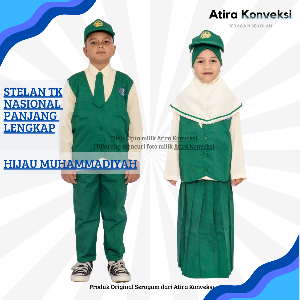 STELAN SERAGAM BAJU TK NASIONAL PANJANG - HIJAU MUHAMMADIYAH #532