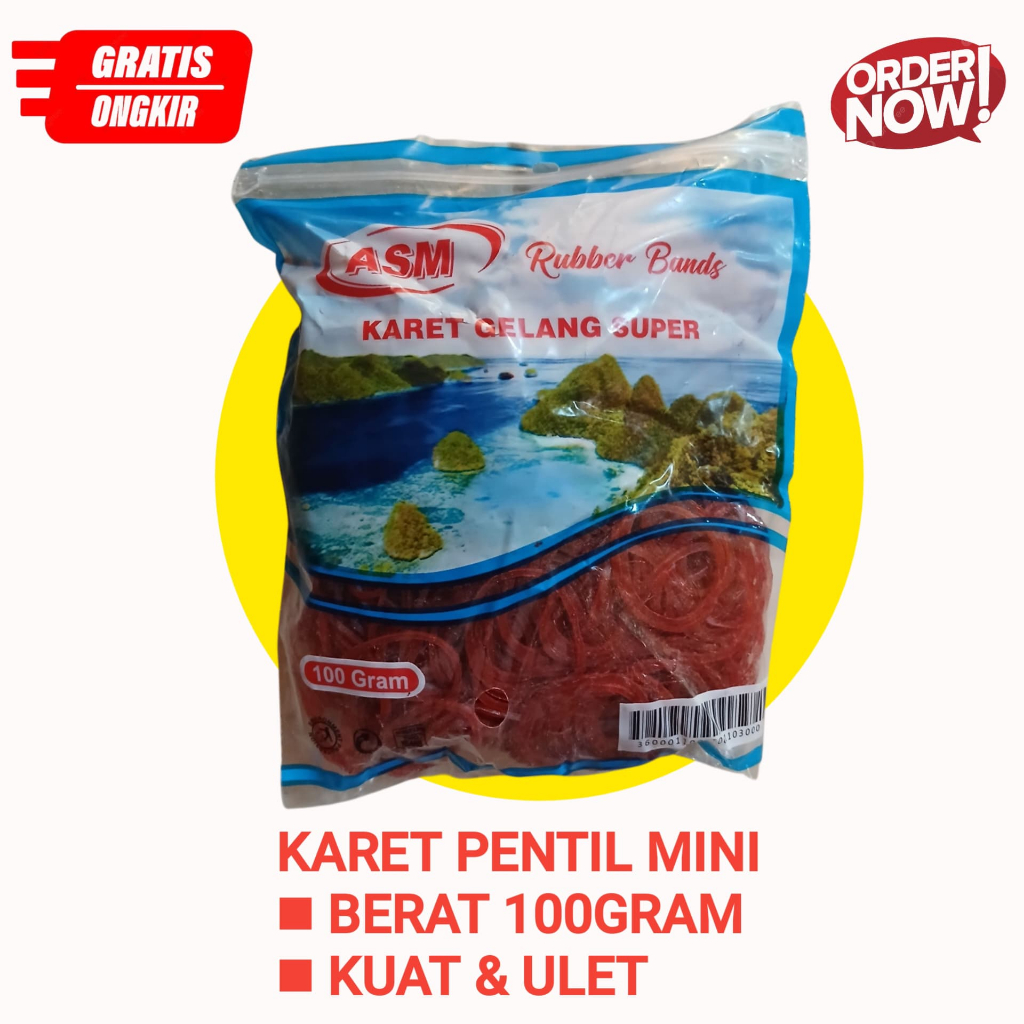 

KARET GELANG MINI SUPER PENTIL KEMASAN 100GR