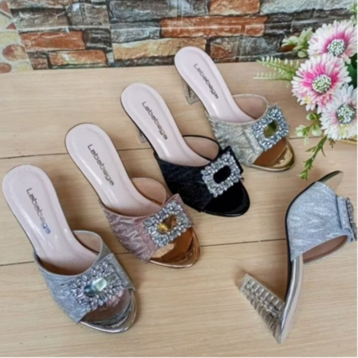 Sendal Pesta Pengantin Wanita New Model Hak Kaca 7Cm Size 36-42 Jumbo | Lababega Shoes
