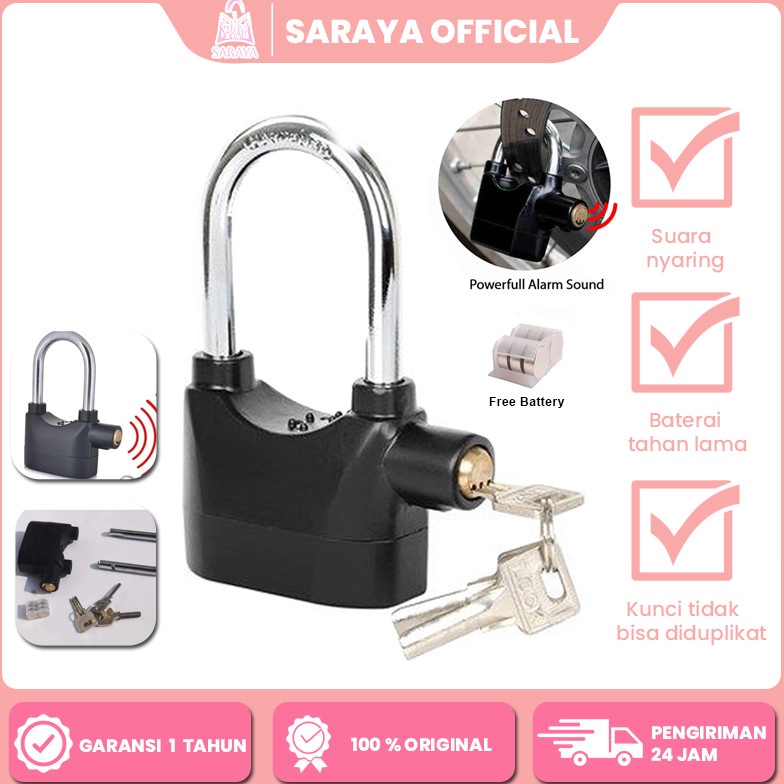 KODE O42U Pencuri Ring Panjang Pengaman Motor  Gembok Alarm Suara Anti Maling  Gembok Anti Maling Pa