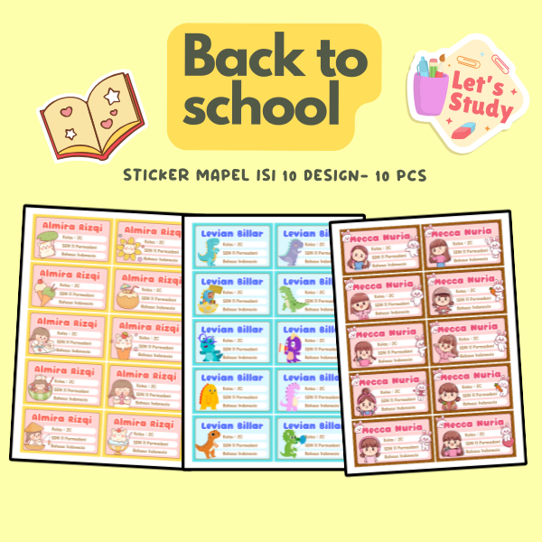 

STIKER MAPEL ISI 10 Pcs 10 Design - Label Buku Pelajaran - Stiker Mata Pelajaran