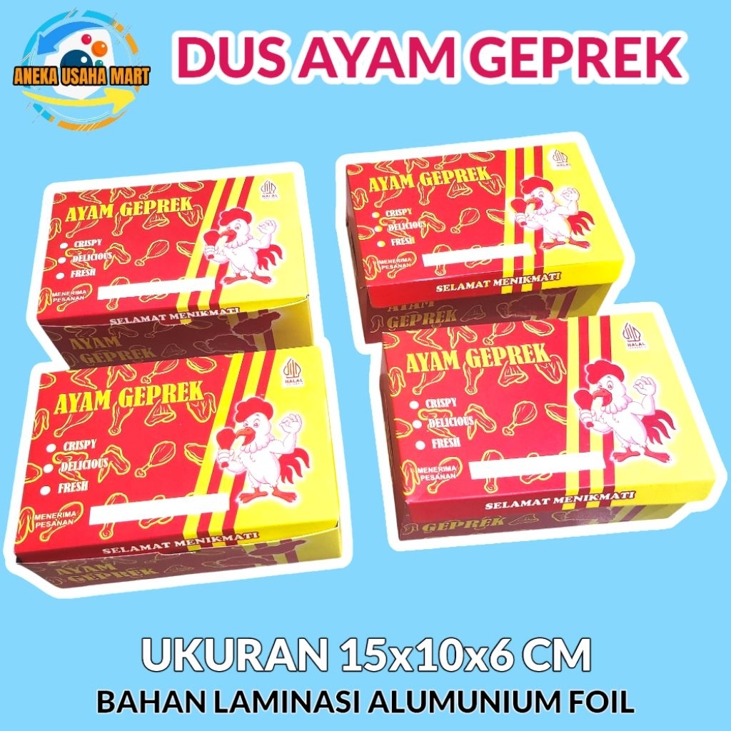 

50 Pcs Dus Fried Chicken / Ayam Geprek – Ukuran 15x10x6 cm – Bahan Aluminium Foil