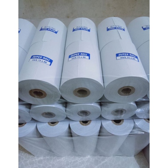 

KODE M84A KERTAS KASIR SETRUK HVS 1PLY 75x6mm paket 1 roll Printer Dontmatrik