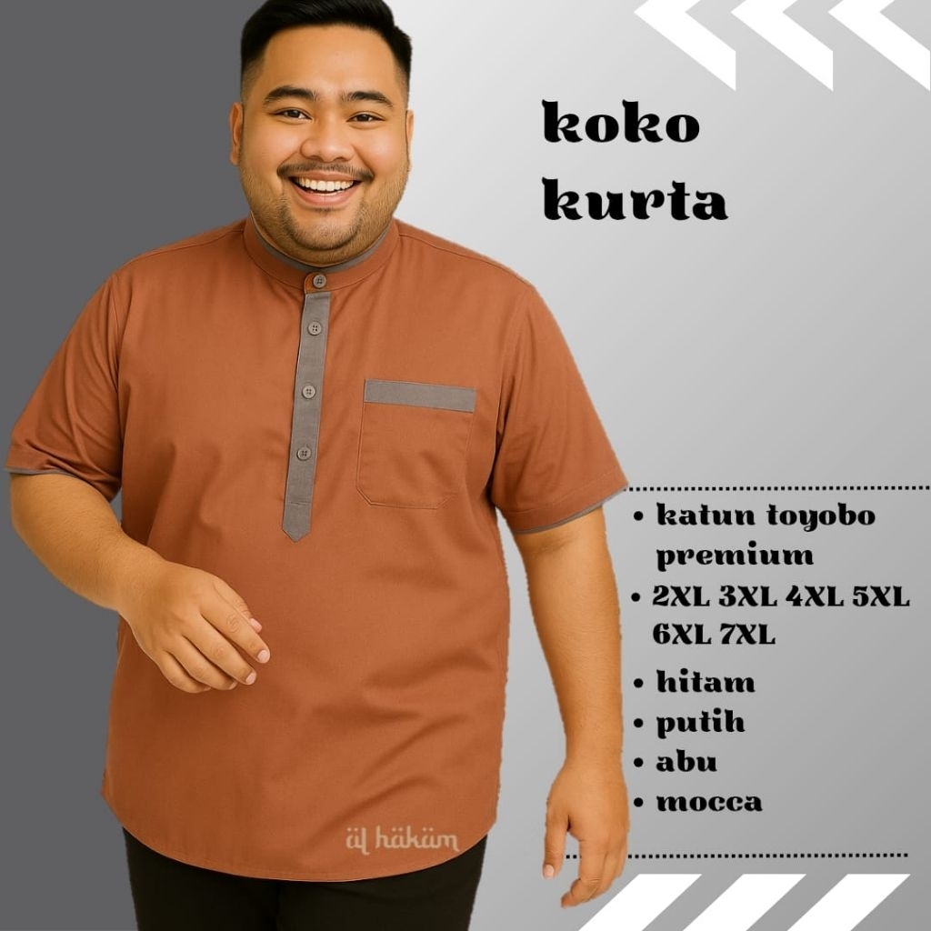 super deal baju koko kurta pria bigsize putih jumbo baju koko pendek bigsize terbaru