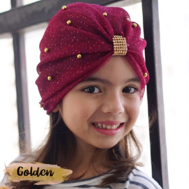 KODE I59C Turban Instan Anak Tile Glitter Handmade Berbagai Warna