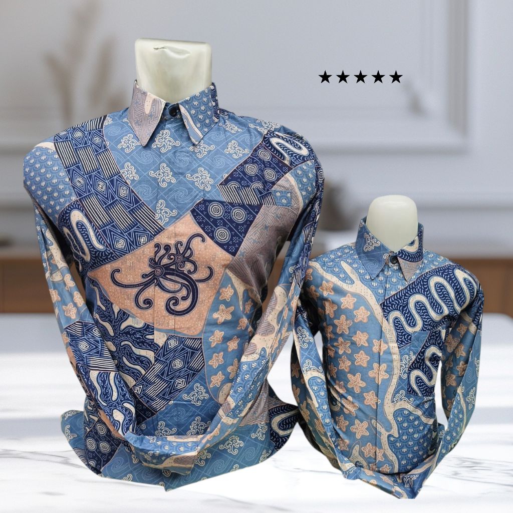[KONTEMPORER]Batik Couple Lengan Panjang Premium Modern-Kemeja Batik Pria Furing & Anak Non Furing B