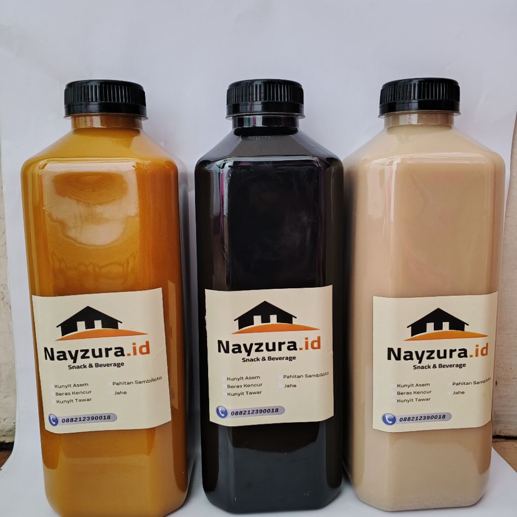 

Nayzura.id | Jamu Tradisional | Jamu Rempah Rempah | Jamu Gendong | Ukuran 1L dan 350 ml | Variasi ( Kunyit Asem | Jahe | Beras Kencur | kunyit Tawar | Sirih | Pahitan