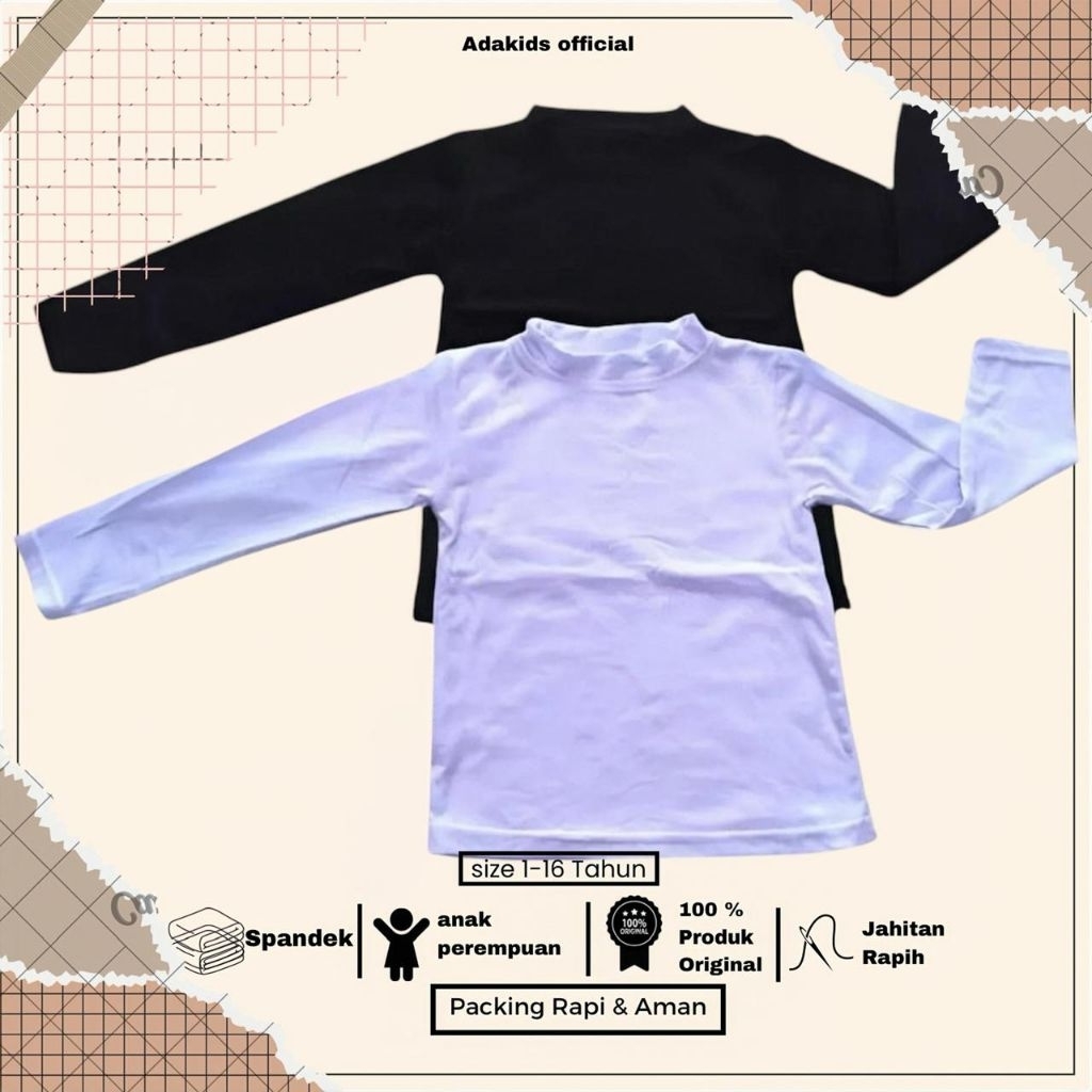 Baju Manset Anak Perempuan 3-16 Tahun Kaos Manset Lengan Panjang Anak