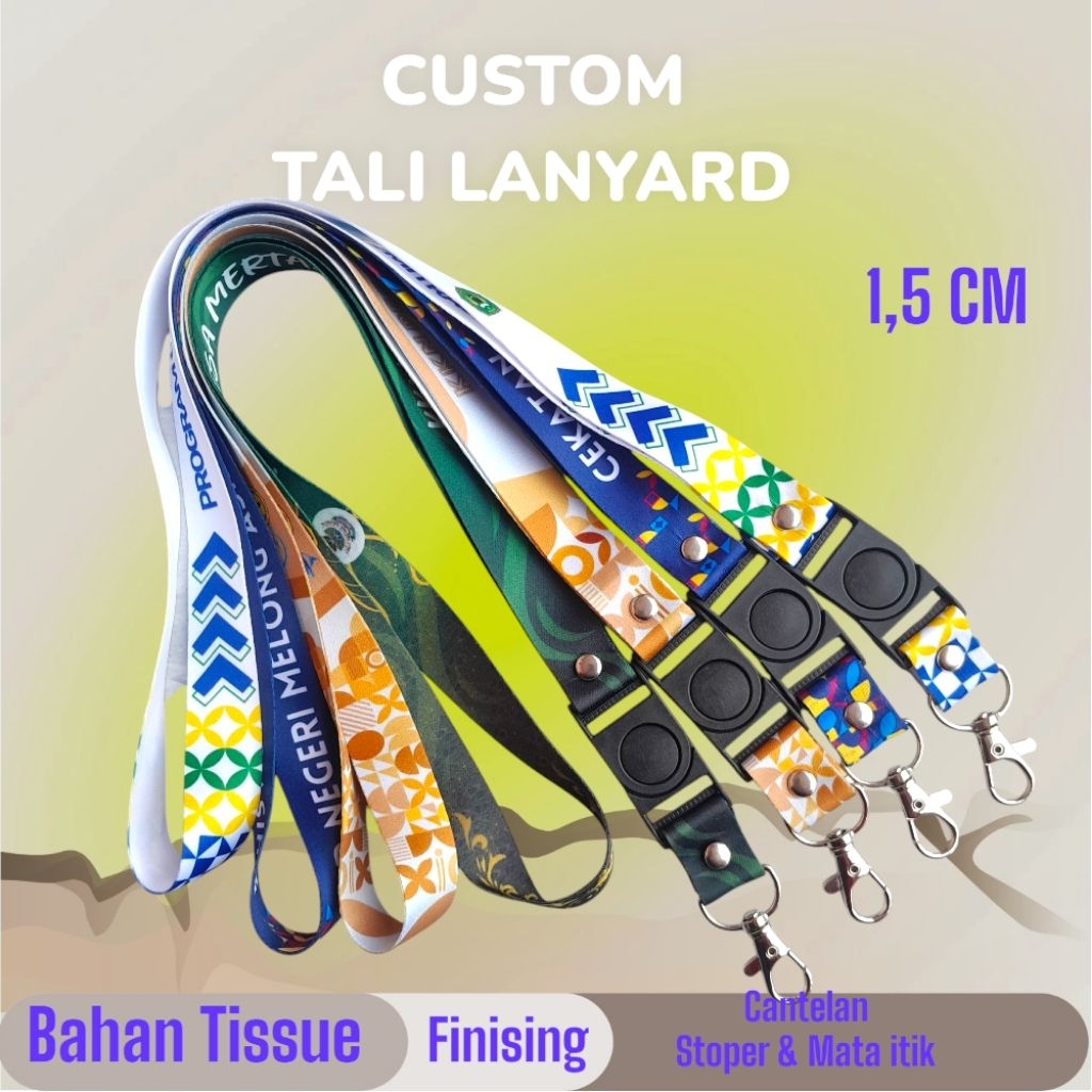 

tali lanyard lrint sublime 1,5 cm cetak 2 muka / tali id card printing 1,5 cm cetak 2 sisi / nametag