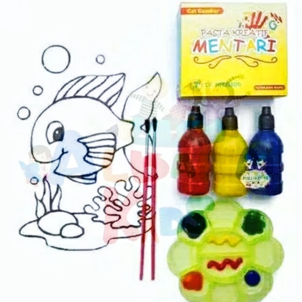 

Paket Pasta Cair Kreatif Palet Kuas / Mentari One Set Cat Air Melukis