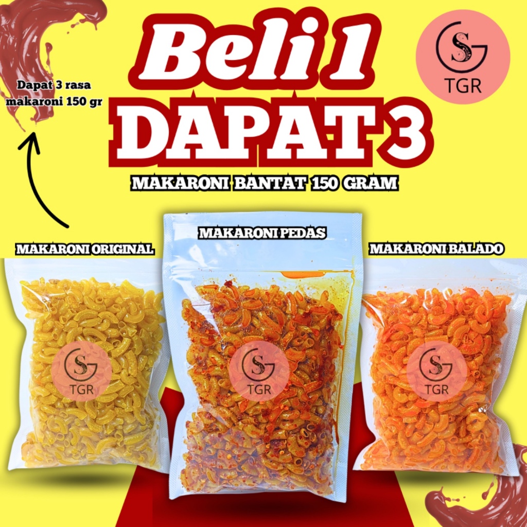 

BELI 1 DAPAT 3 MAKARONI BANTAT VARIAN 150GR ( PEDAS,BALADO,ORI ) CEMILAN CIKRUH