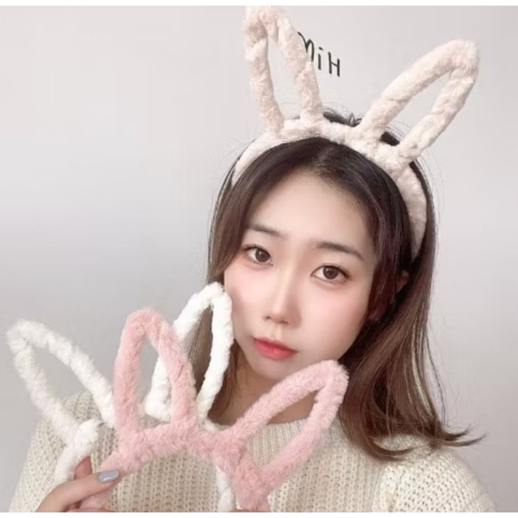 Bando bulu Karakter Hewan Kelinci bear kucing / Bando Motif Kuping Kelinci Beruang / Bandana Wanita 