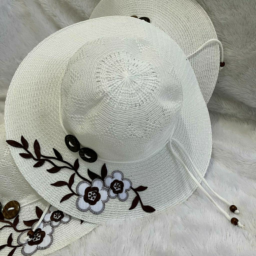 Topi Haji/Umroh Wanita Bordir (1751)|Topi jaring| Topi Haji|Topi Umroh| topi pantai|topi bordir bung