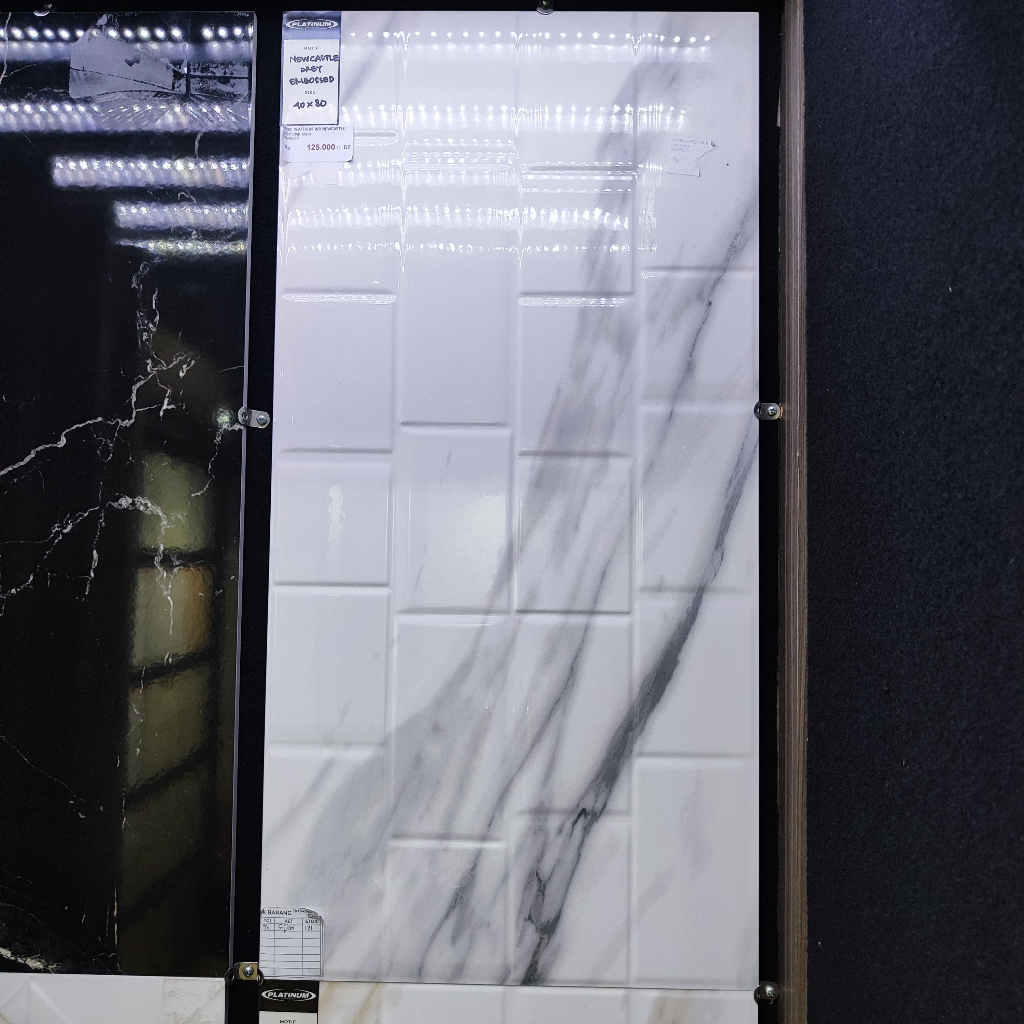 Keramik Dinding Halus 40x80 Platinum Newcastle Grey Emb - Keramik Rectified / Keramik Nat Cutting