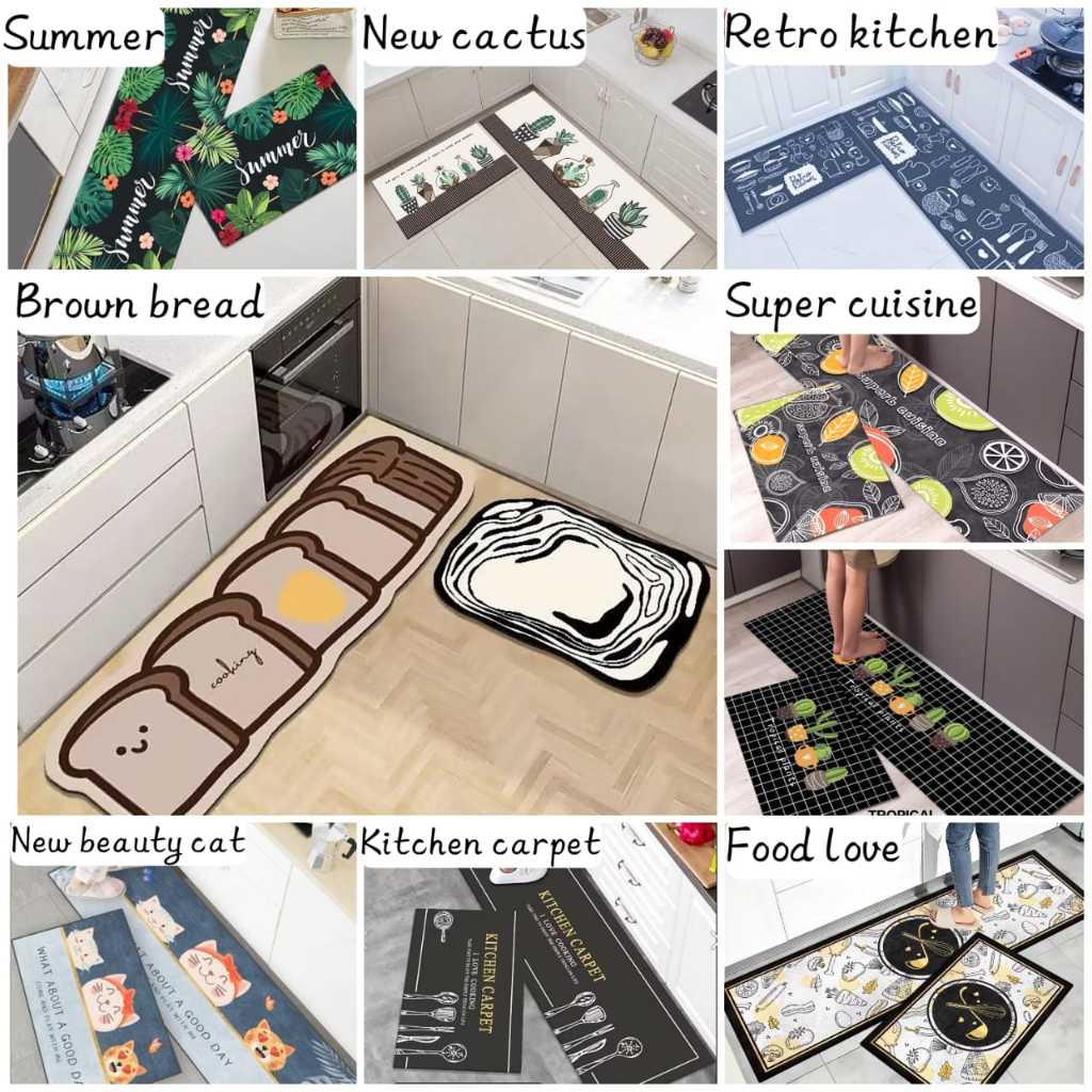Syafa Dstore Kitchen Floor Mat 2 In 1 Keset Lantai Anti Slip Keset Dapur 2 Pcs Keset Dapur Minimalis